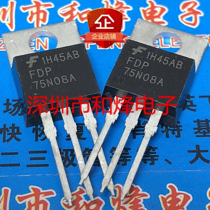 30pcs original new FDP75N08A TO-220 75V 75A