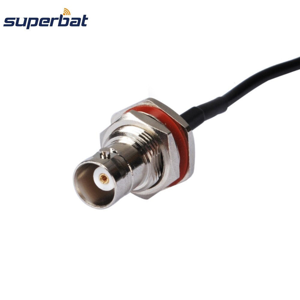 Superbat BNC Female Bulkhead O-ring Straight to Exposed End Connector Pigtail Cable RG316 40cm