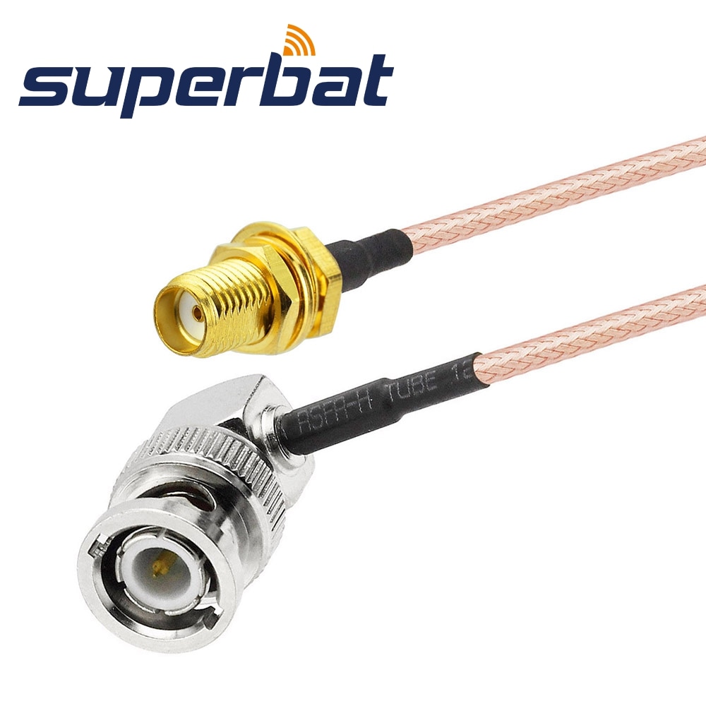 Superbat BNC Male Right Angle to SMA Female Pigtail Cable RG316 15cm Jumper Cable Connector