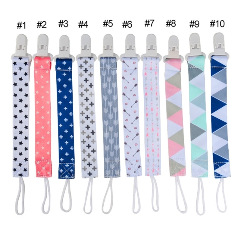 Pacifier Clip Stylish Teething-Ring Pacifier Holder Clip for Baby Boys & Girls Baby Pacifier Multi-pattern Baby Clip