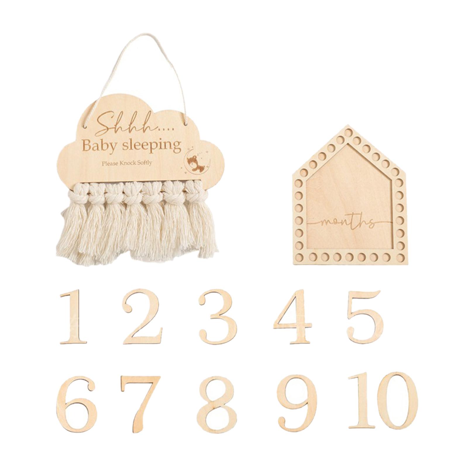Baby Milestone Cards Wooden Monthly Cards Newborn Photo Props Gift Door Hanger