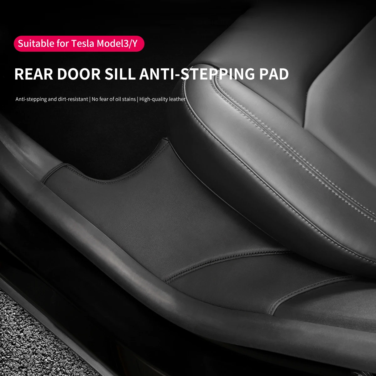 2X Car Rear Door Sill Protective Cover Leather Auto Door Anti Kick Mat Protective Pad Accessories