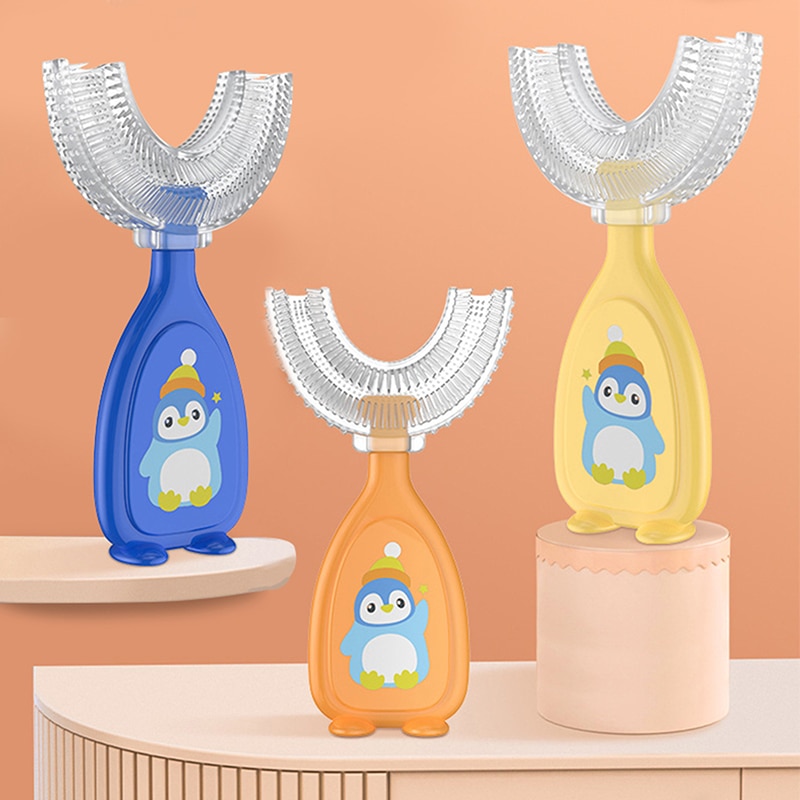 1Pc U-Shape Toothbrush Manual Kids Toothbrush Teeth Cleaning Tool Soft Silicone Teeth Whitening Cleaning Tool Cartoon Oral Brush