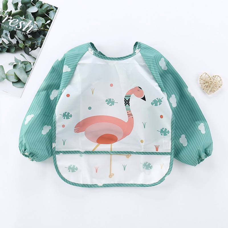 Baby feeding bibs waterproof long sleeve burp cloth cute painting soft toddler clothing bandana bibs