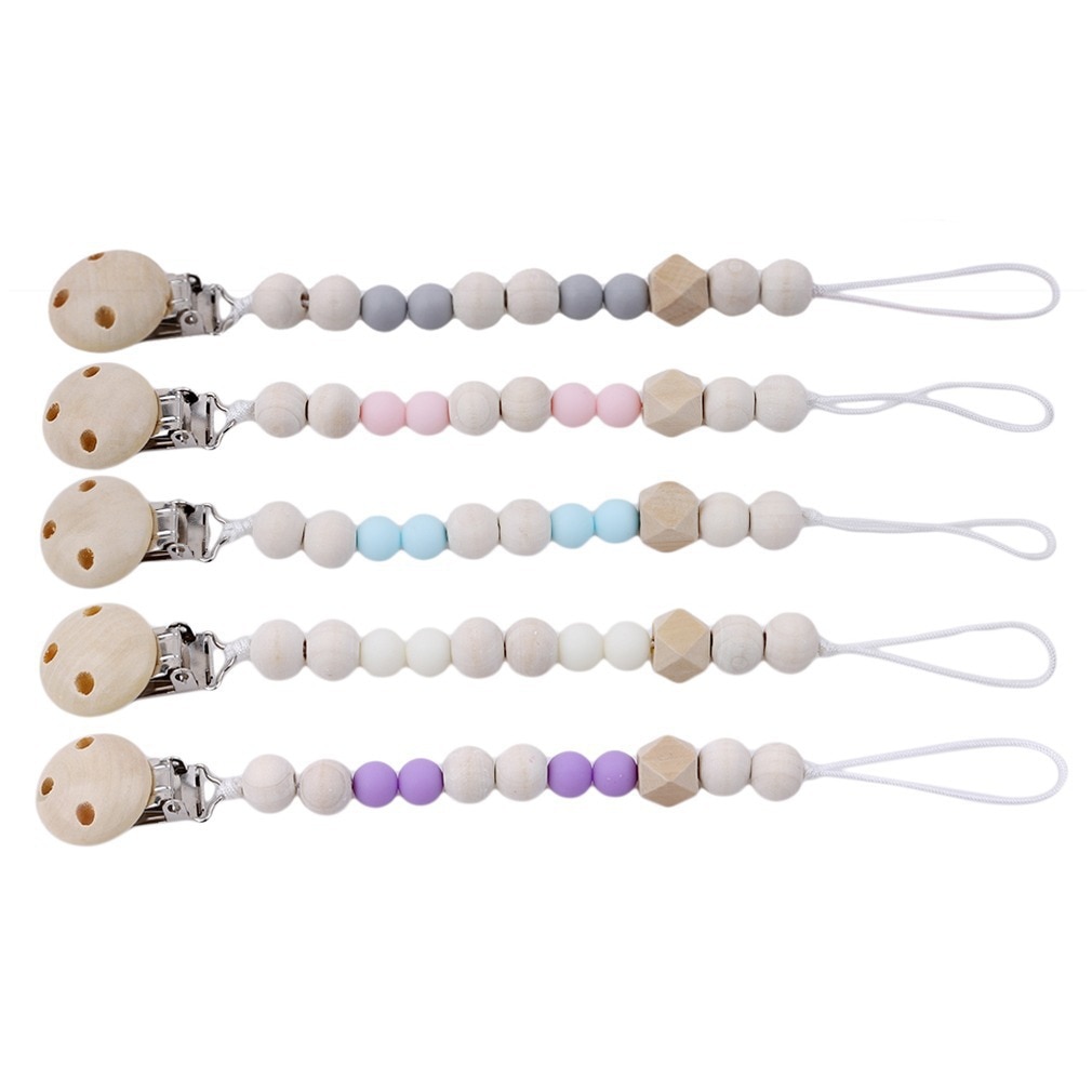 Baby Anti-drop Chain Pacifier Clips Silicone Beads Infant Nipple Appease Soother Chain Clips Dummy Holder Nipple Clip