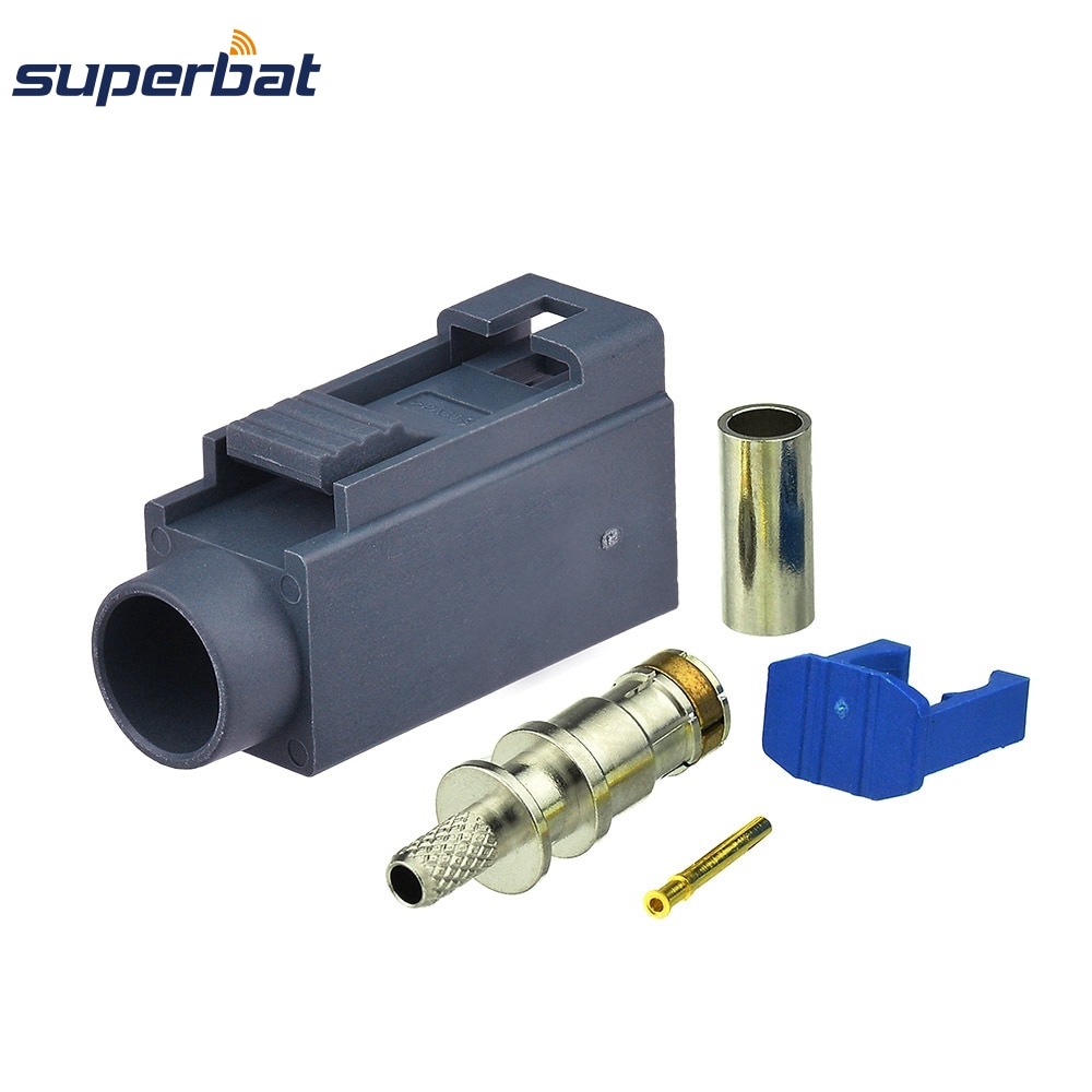 Superbat 10pcs Fakra Connector Crimp Male Apply to Radio without Phantom Supply Long Version for Cable RG316 RG174 LMR100