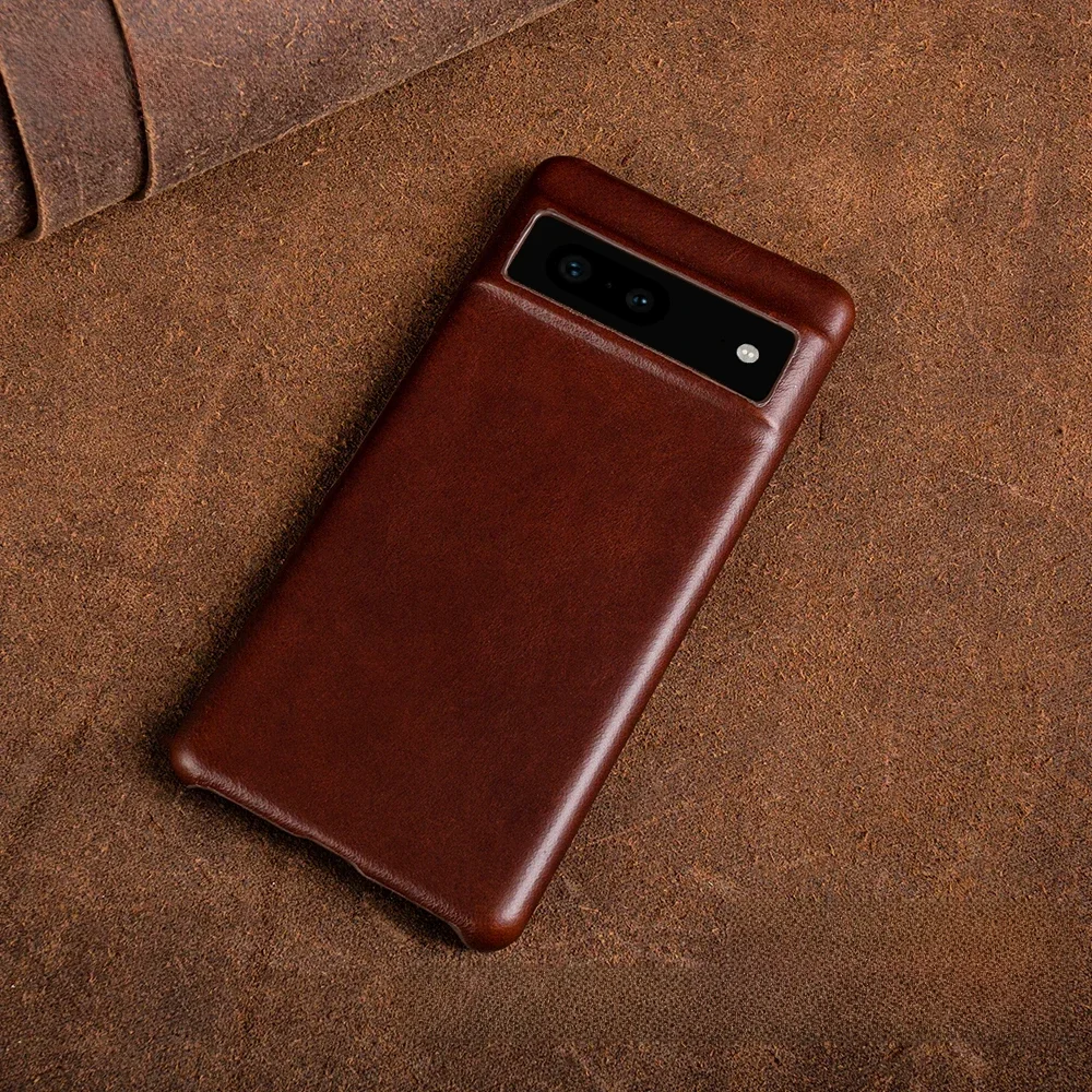 Oil Wax Genuine Leather Case For Google Pixel 7 Pro Case Series 6A 6Pro 5A  Aesthetic Vintag Phone