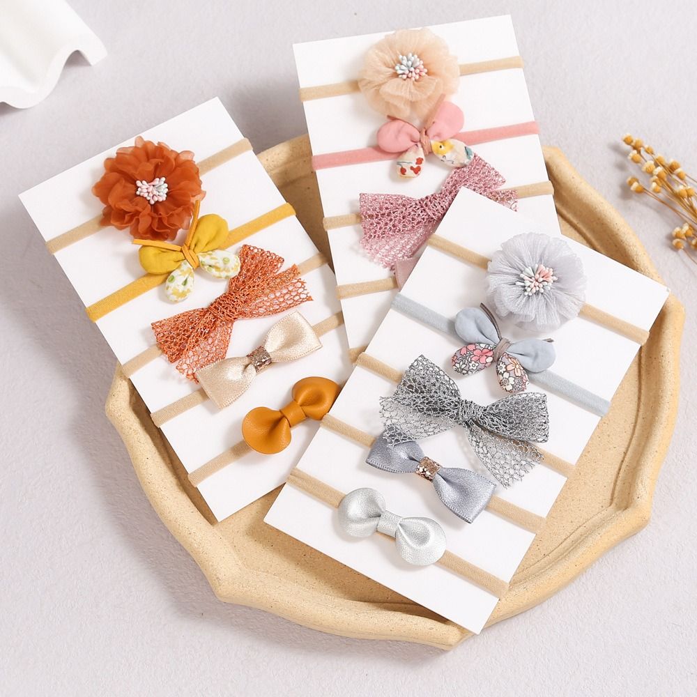 5 Pcs/Set Baby Girl Headband Bow Hairband Flower Headband For Kids Elastic Hair Hoop Newborn Butterfly Hair Accessories