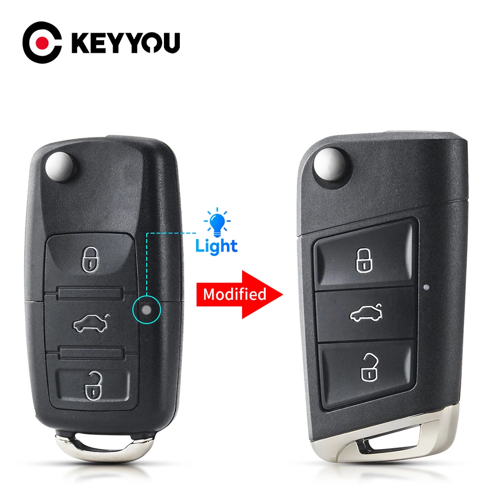 KEYYOU For Volkswagen VW Golf 4 5 6 7 Jetta Passat CC Tiguan Polo Beetle Skoda Flip Remote Key Shell