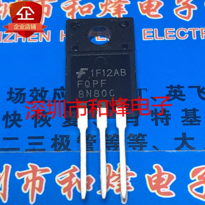 30pcs original new FQPF8N80C TO-220F 8A 800V