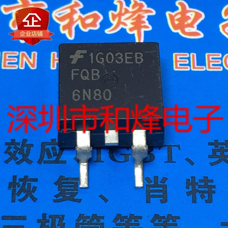30pcs original new FQB6N80 TO-263 5.8A 800V