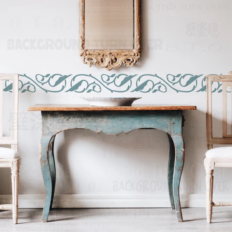 40cm - 80cm Stencil Decor For Painting Template To Paint Furniture Makers Wall Border Retro Vintage Classic Divider Vine S340