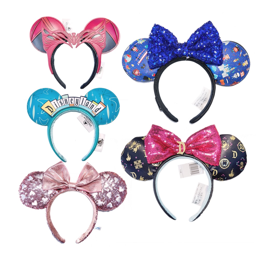 2023 Disney Minnie Ear Headband For Women Disneyland Mickey Ears Plush Sequin Birthday Gift Party Cosplay Girls Accessories Toys
