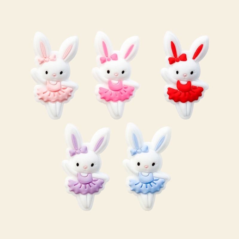 Lovely Rabbit Beads Teether Toy Silicone Bead Soother Chain DIY Kit Accessories