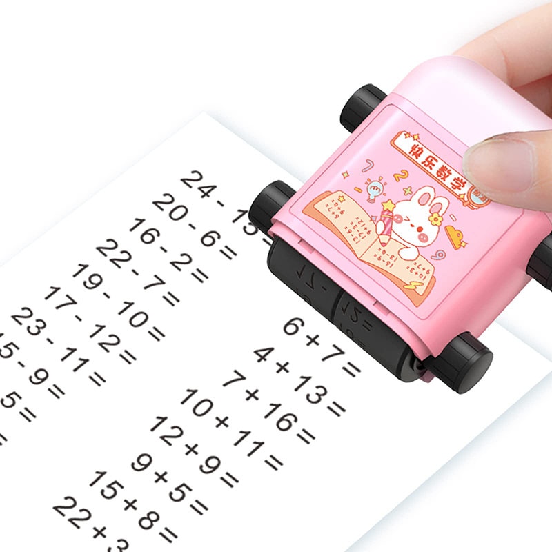 Teaching Stamps for Kids 2 in 1 Math Practice Stamps Within 100 Addition and Subtraction Dual Head Smart Math Roller Stamp