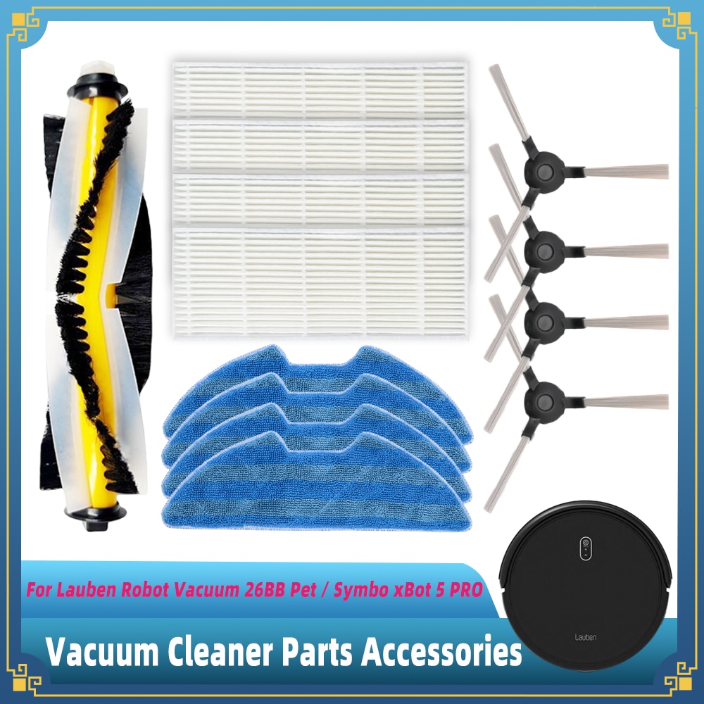 For Lauben Robot Vacuum 26BB Pet / Symbo xBot 5 PRO Replacement Spare Parts Accessories Main Side Brush Hepa Filter Mop Pad