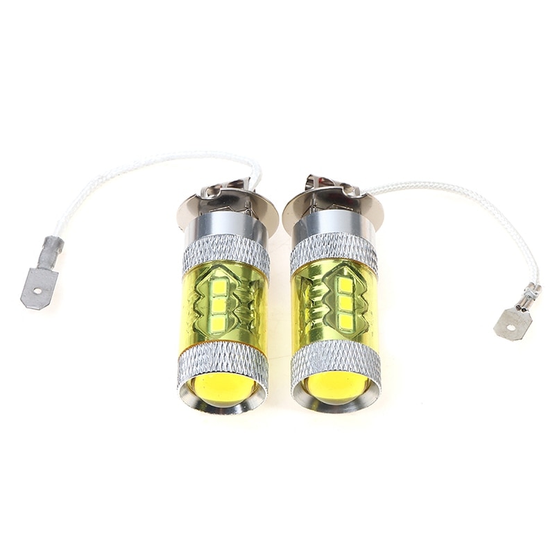 2pcs LED Fog Lights 12-24V H3 80W 16 SMD LED Car Fog Light Yellow High Power