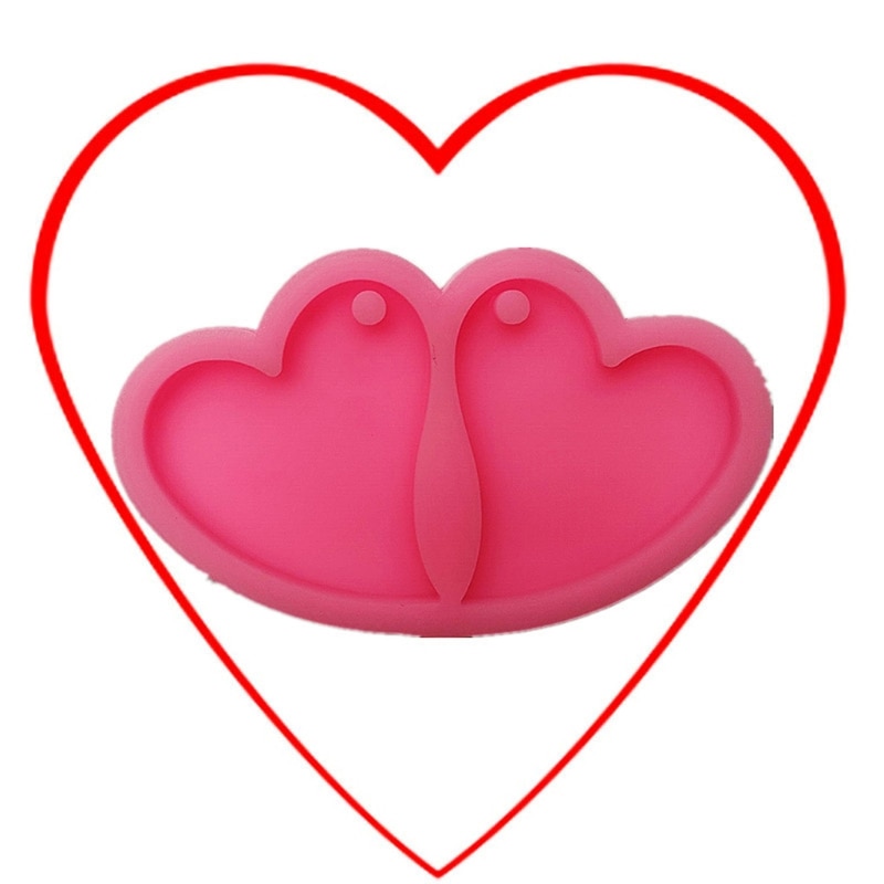 Heart-to-Heart Earrings Epoxy Resin Mold Keychain Casting Silicone Mould DIY Crafts Jewelry Pendant Casting Tool