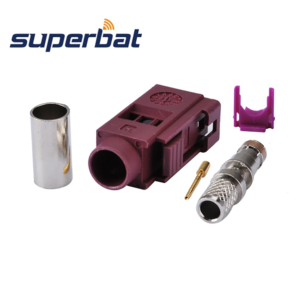 Superbat 10pcs Fakra Crimp Female Connector for Violet Car GSM Cellular Phone for Cable LMR195 RG58 RG142 RG400