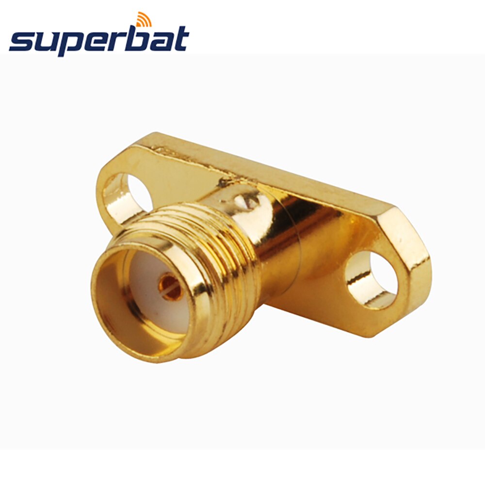 Superbat SMA 2 Hole Panel Mount Female with Long Dielectric and Solder Post RF Coaxial Connector