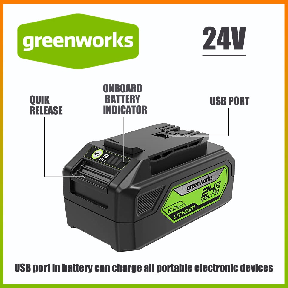 24V 5.0Ah Greenworks Lithium Ion Battery (Greenworks Battery)