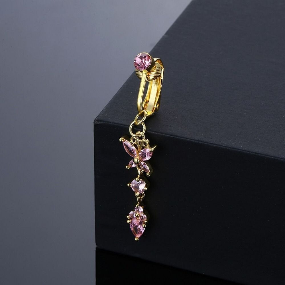 Electroplate Butterfly Niche Design Belly Button Cartilage Clip Women Belly Ring Body Jewelry Fake Belly Piercing Clip