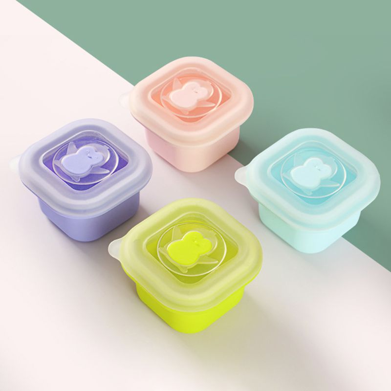 100ml Portable Baby Food Storage Container with Lid Sealed Leakproof Stackable Freezer Microwave Snack Storage Box