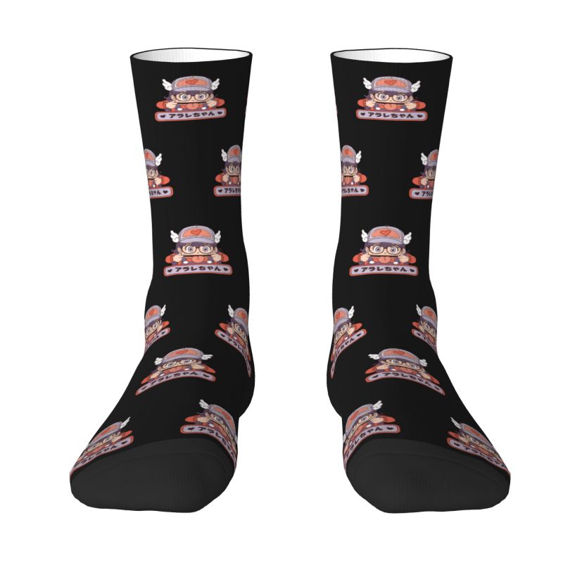 Novelty Printing Cute Arale Robot Socks for Men Women Stretchy Summer Autumn Winter Dr Slump Japan Anime Manga Crew Socks