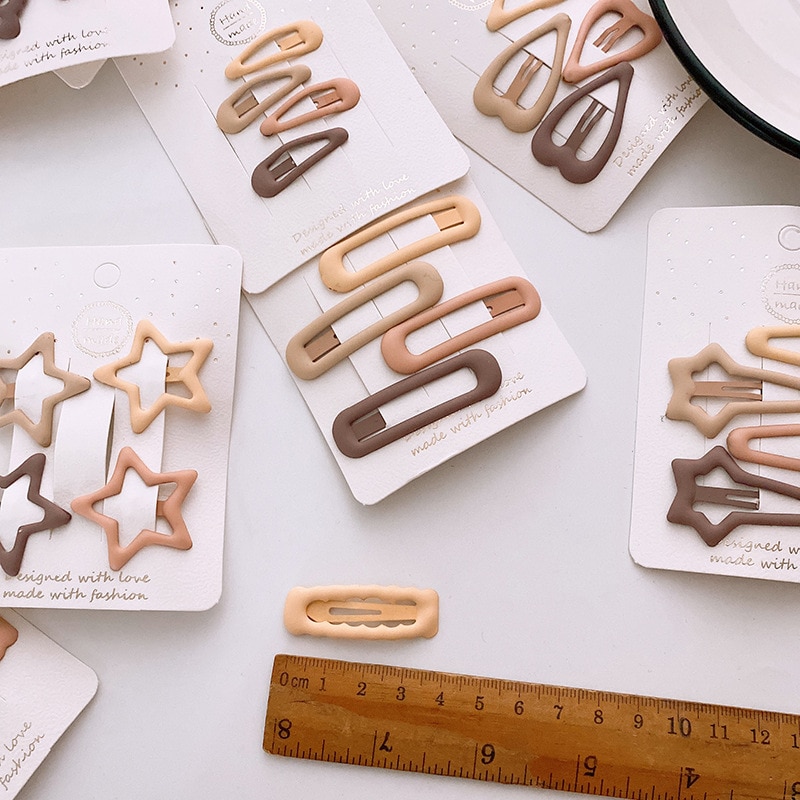 4 Pcs/bag New Beige Barrettes for Kids Korean Fashion Lovely Milk Tea Color Hairclip for Children Girls Gift Hair Accessories