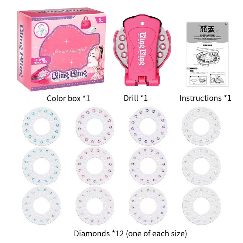 Diy Girl Hair Styling Tool180 Pcs Gemstone Blingers Deluxe Set Beauty Styling Pretend Toy Gem Refill Set Diamond Patch Toy Gift