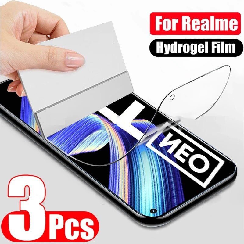 3PCS Protective Film For Realme X X2 X3 X7 X50 Pro Screen Protector GT2 GT Neo 2 3 3T Narzo 30 30A 50 50A 50i Hydrogel Film