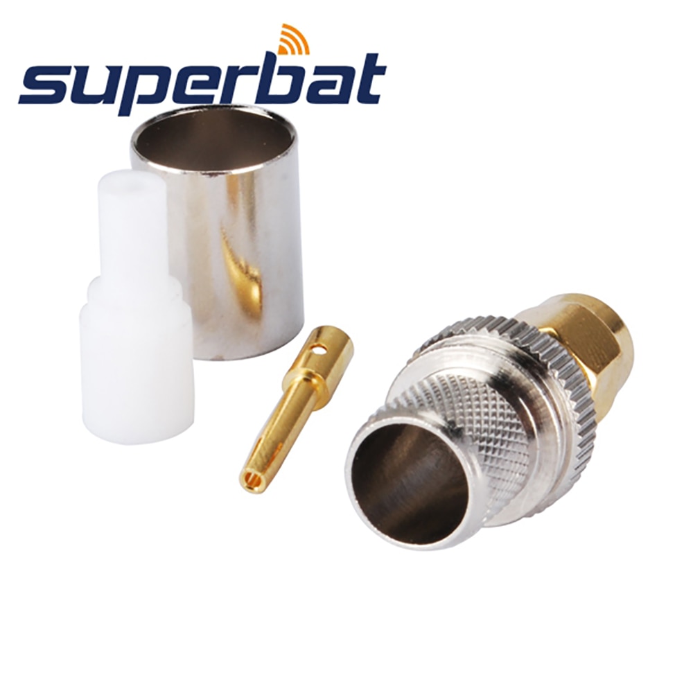 Superbat 10pcs RP-SMA Straight Crimp Male (Female Pin) for LMR400 RG8 RG213 Cable