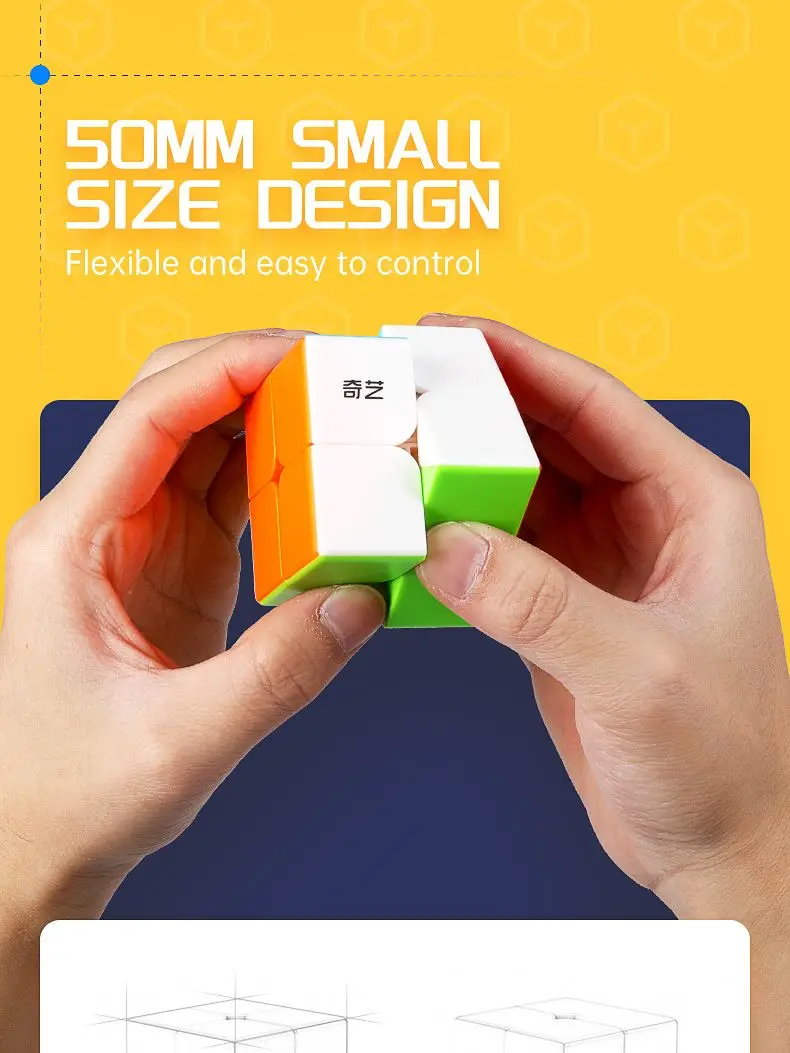 [Picube] QiYi 2x2 QiDi Stickerless Magic Cube Speed Pocket Cube QiDi S2 2x2x2 Black Puzzle Cube