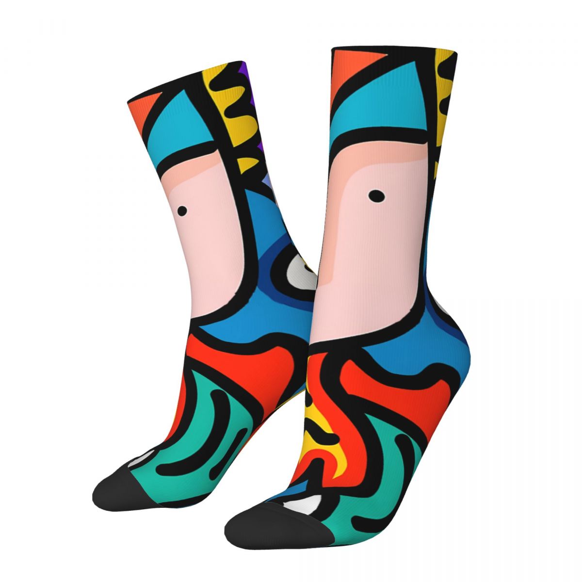 Happy Men's Socks Joyful And Colorful Retro Harajuku Street Art Graffiti Hip Hop Casual Crew Crazy Sock Gift Pattern Printe