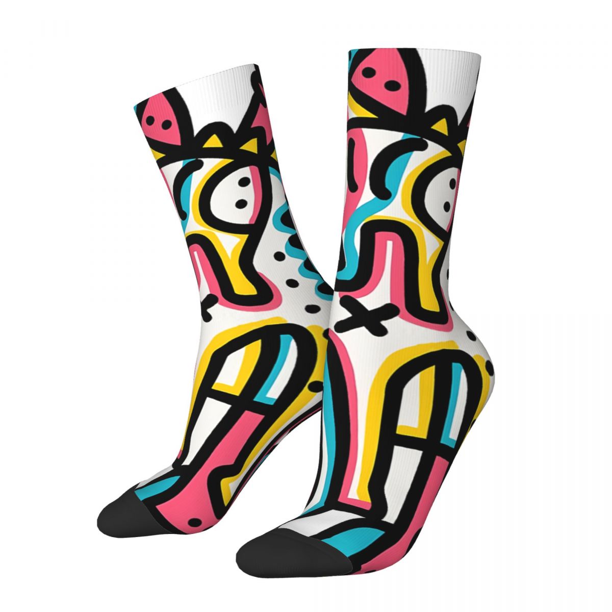 Hip Hop Vintage Monster Crazy Men's Socks Street Art Graffiti Unisex Harajuku Pattern Printed Novelty Happy Crew Sock Boys 