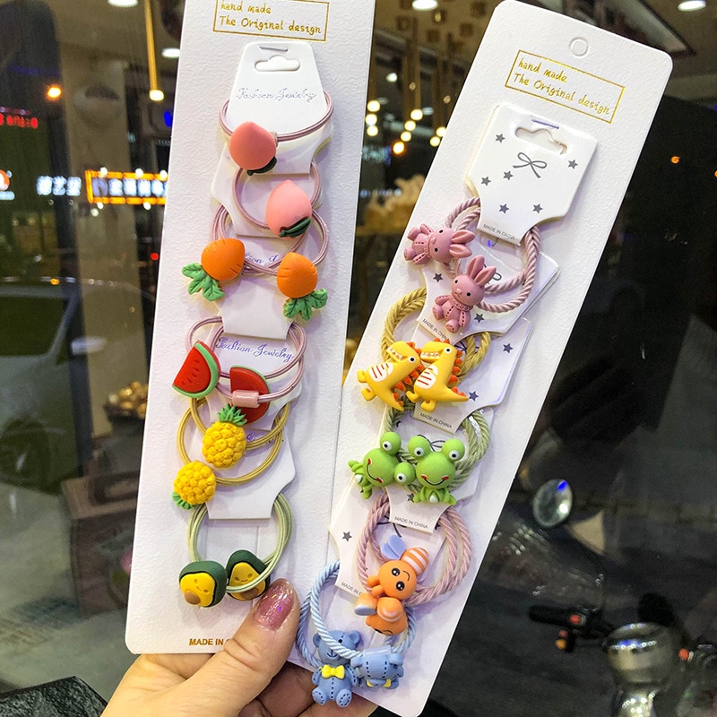 Cute Animals Flower Rubber Band Baby Hair Bands Scrunchies Ponytail Holder Headbands Girls Hair Accessories Children's Hair