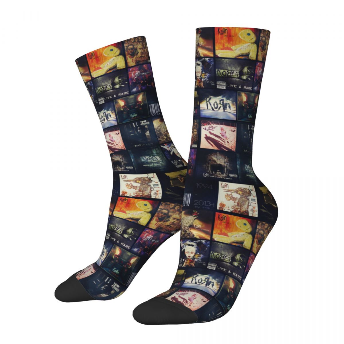 All Season Socks Korn Albums Collage Merch for Unisex Cozy Printing Socks All Seasons Birthday Present