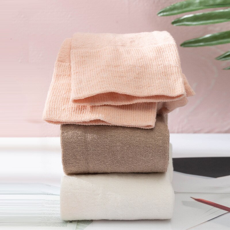 Brethable Linen Women'S Socks Solid Simple Sport Home Middle Tube Comfortable Harajuku Long Socks Calcetines Mujer