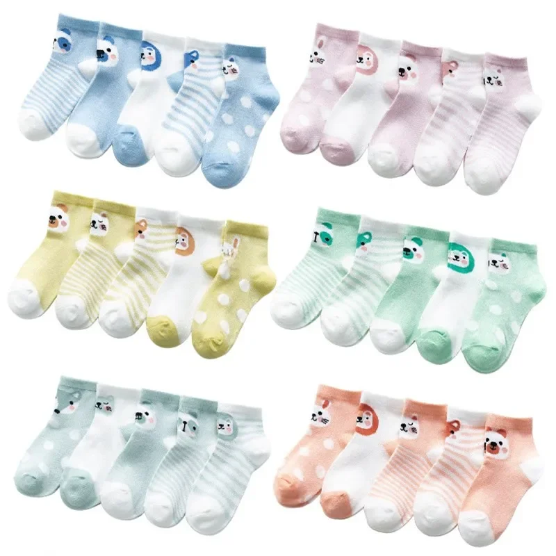5Pairs/lot 0-24M Infant Baby Socks Baby Socks for Boys Girls Cotton Mesh Newborn Toddler First