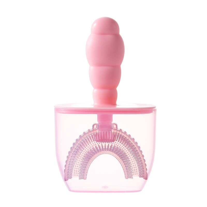 New Baby Toothbrush Children Teeth Oral Care Cleaning Brush Convenient Kid Silicone Newborn U-Shaped Teethbrush with Dust Cover