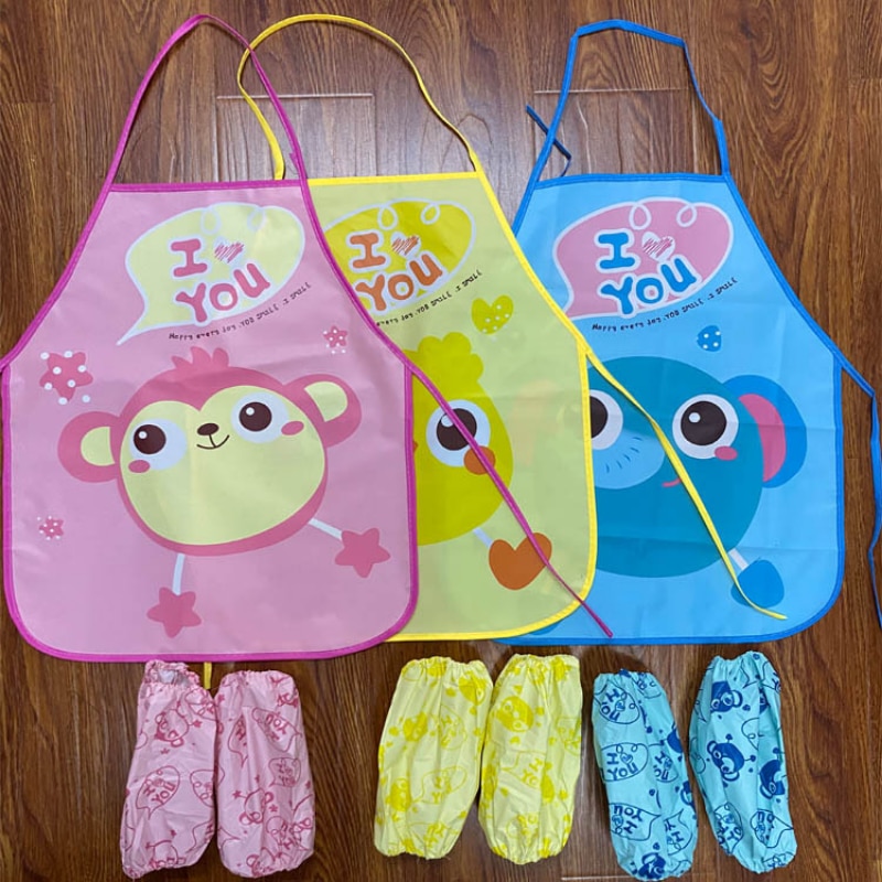 Baby Bibs Cute Cartoon Print Bib Aprons Easy Clean Children Waterproof Art Smocks Waterproof and Oil-proof Eva Smock Baby Items