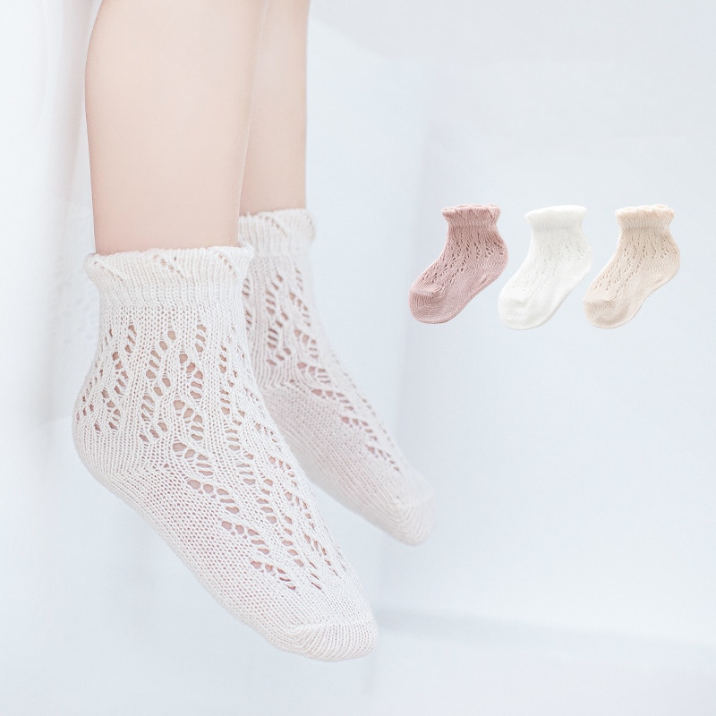 Summer Cotton Cute Spanish Lace Frilly Ruffle Slippers 2023 New Girls Princess Hollow Mesh Stitch Home Socks for Children Kids