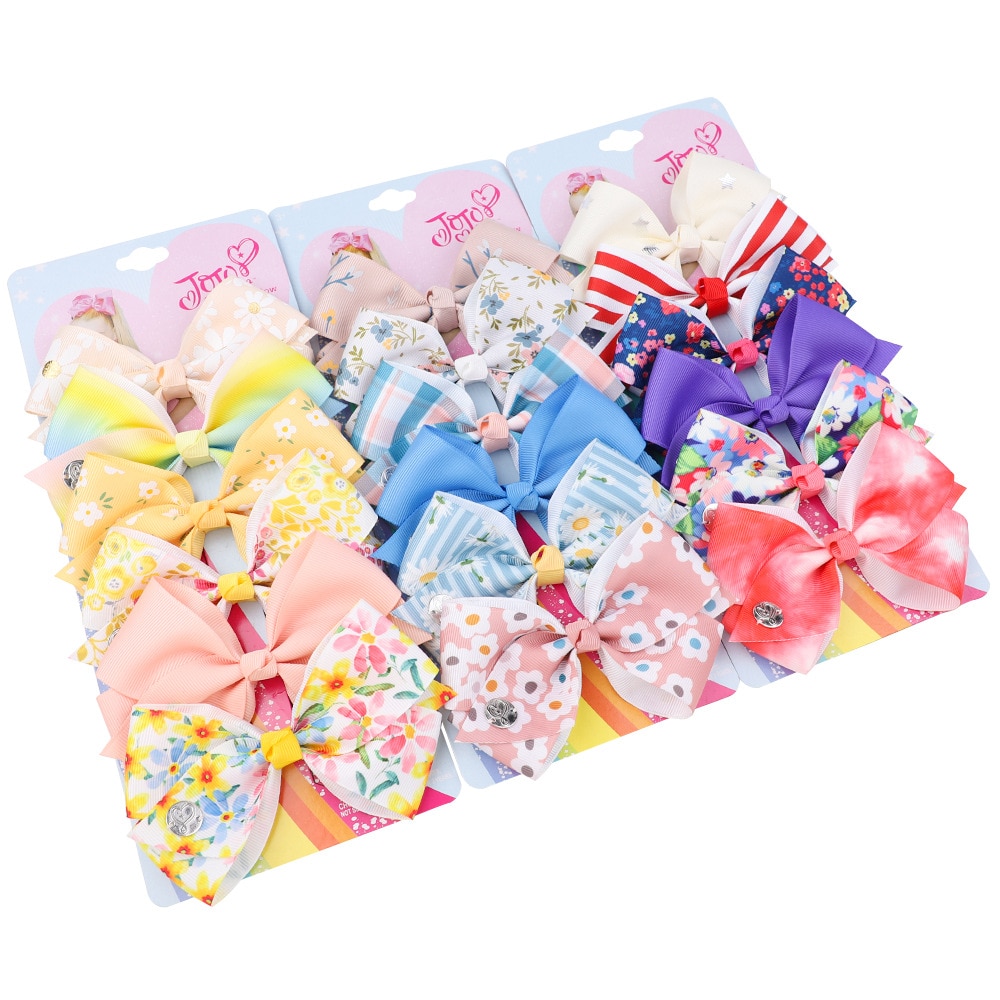 6Pcs/Set 5" JOJO Siwa Bows Hair Bows For Baby Girls Hair Clips Hairgrip Barrettes Children Kids Fashion Party Hair Accessor