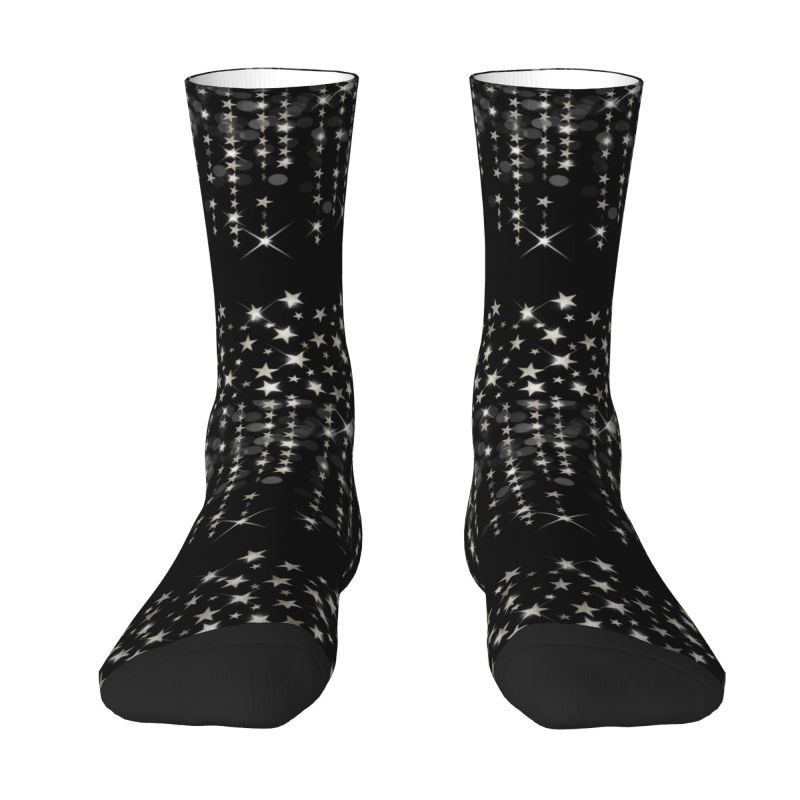 Silver Hanging Star Strands Dress Socks Men's Women's Warm Fashion Novelty Fashion Rhinestones Diamonds Crew Socks