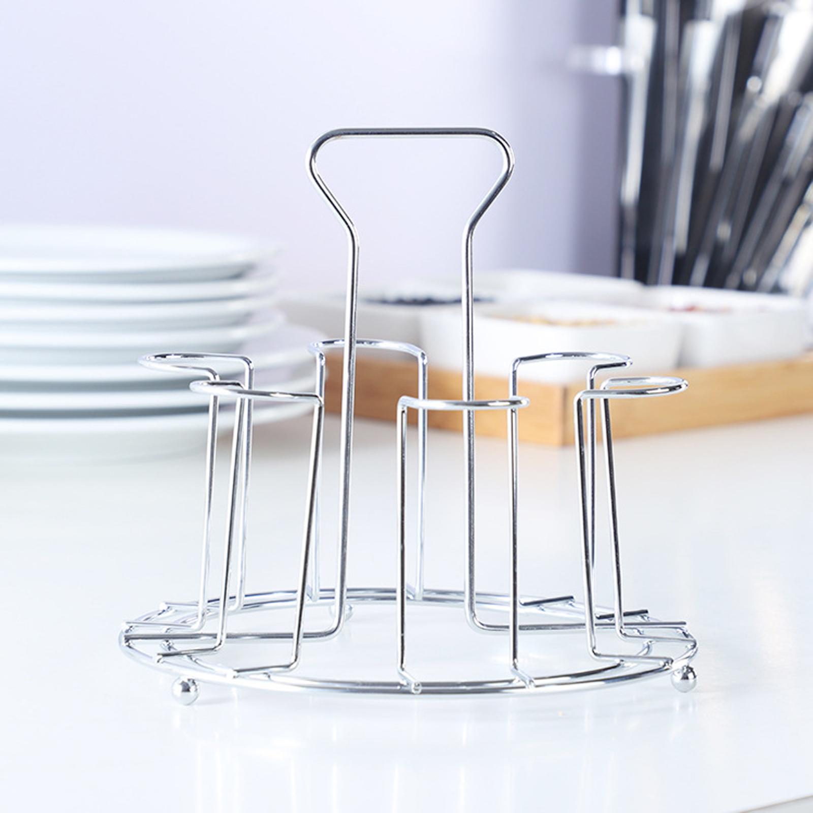 Stainless Steel 6-Cups Stand Holder Kitchen Mugs Rack Home Shelf