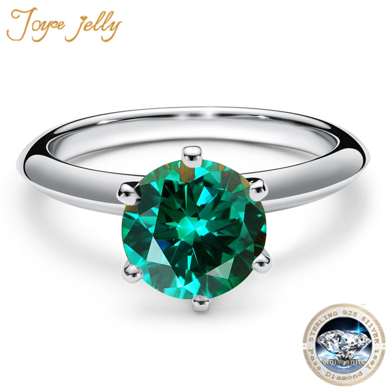JoyceJelly Solid 925 Sterling Silver ring with 1 carat 6.5mm Real Moissanite for Women Wedding Engagement Fine Jewelry Gifts