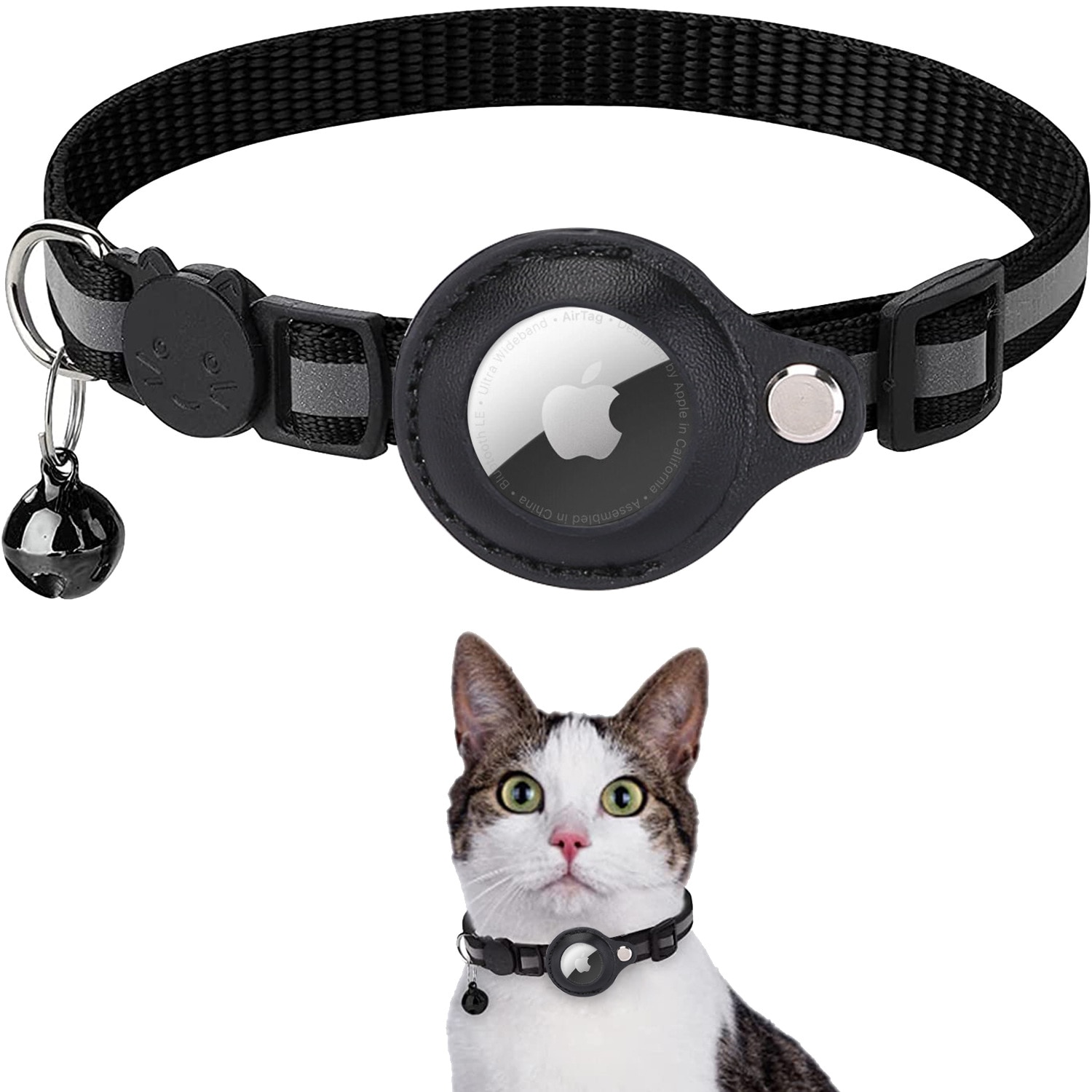 2023 Suitable for Apple Airtag tracker protector anti missing pet locator collar cat reflective bell collar airtags apple