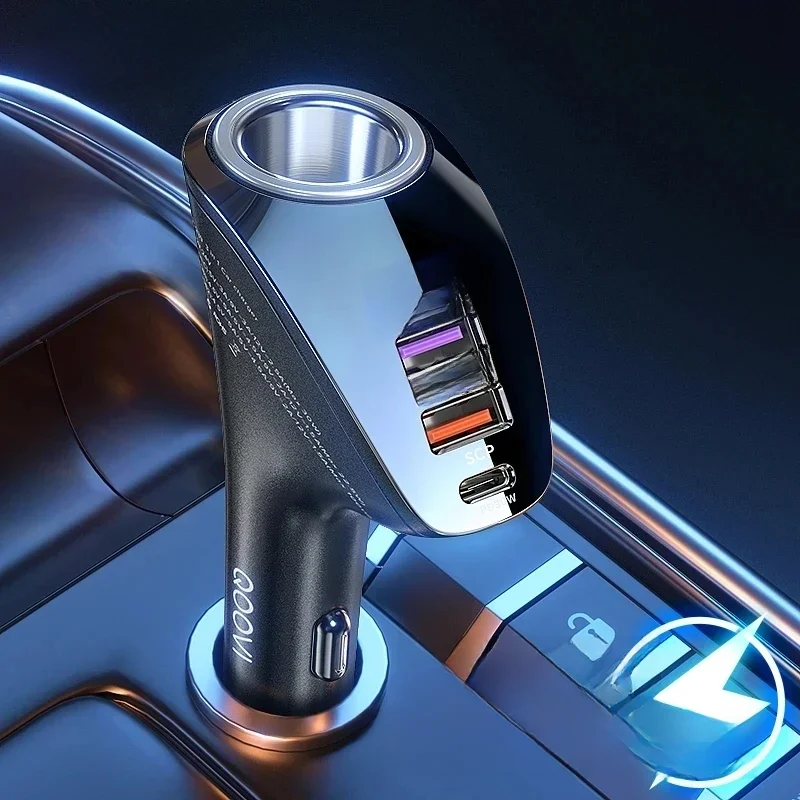 QOOVI 150W Car Charger Usb Type C Super Fast Charging PD 4.0 Quick Charge 3.0 Cigarette Lighter