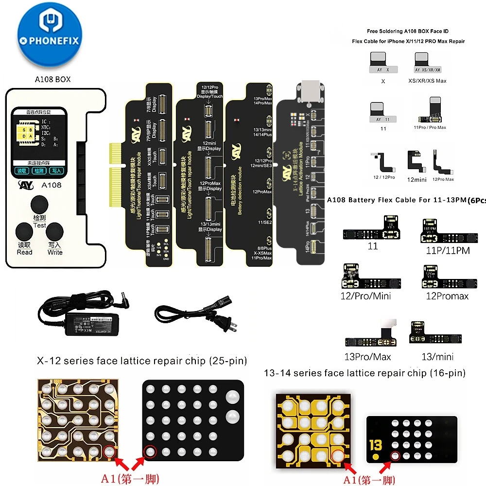 AY A108 True Tone Face ID Battery Programmer for iPhone X - 14ProMax Battery Original Color Repair