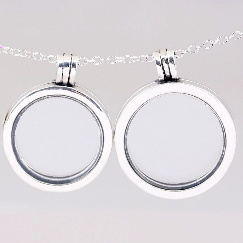 Original Small Medium & Large Round Floating Lockets Necklace For 925 Sterling Silver Bead Charm Bracelet Europe DIY Jewelry